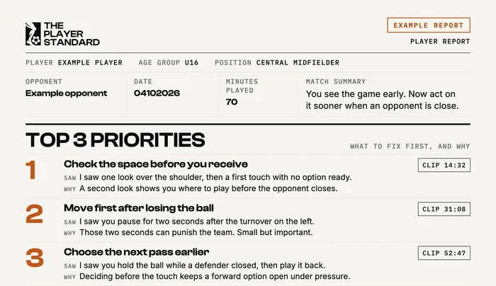 The top of an example player report.